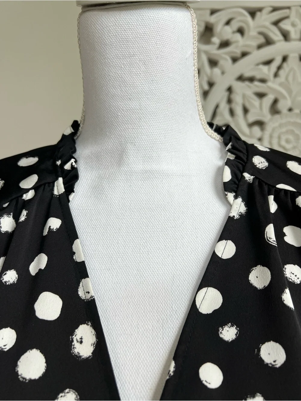 J. Crew Black & White Polka Dot Long Sleeve Blouse